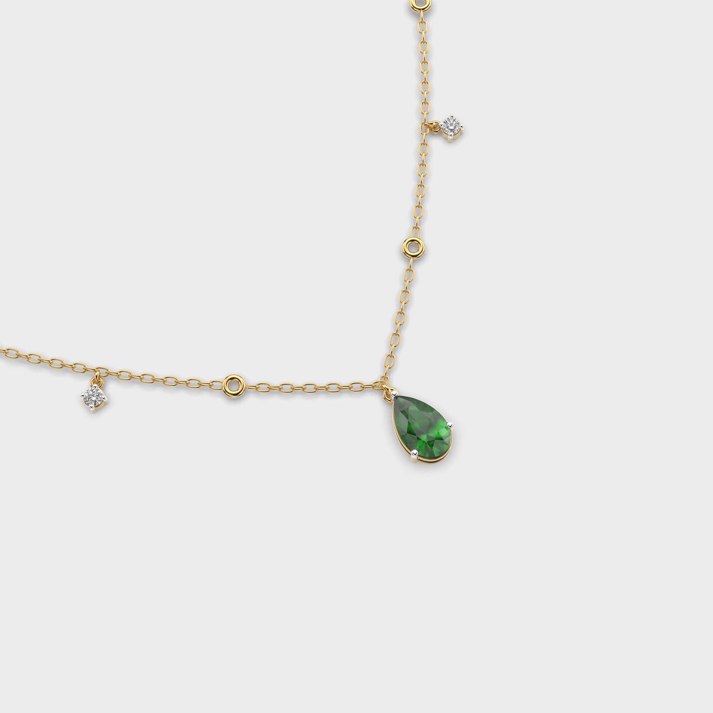 emerald green coloured stone diamond necklace