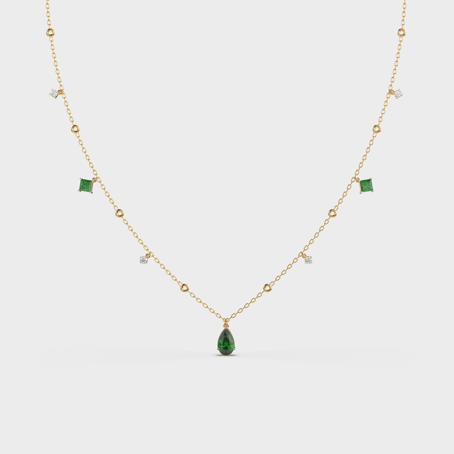 emerald green coloured stone diamond necklace