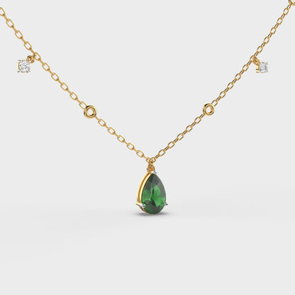 Emerald Green Coloured Stone Diamond Necklace