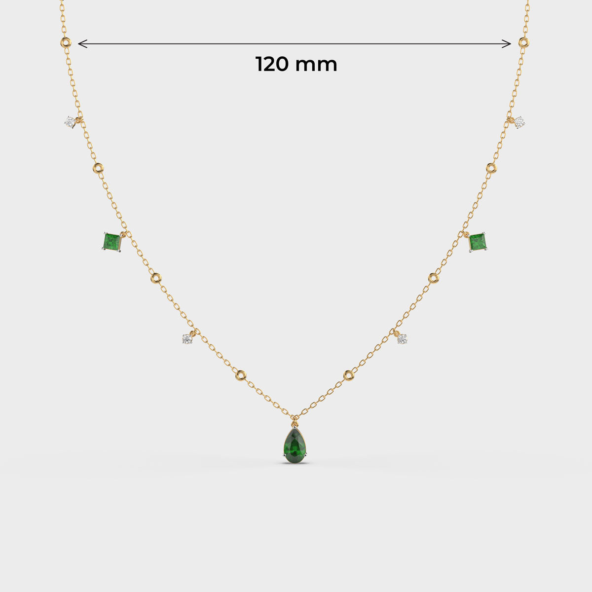 Emerald Green Coloured Stone Diamond Necklace