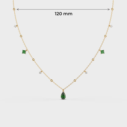 Emerald Green Coloured Stone Diamond Necklace