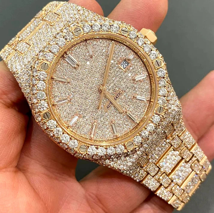 fully iced out moissanite diamond watch