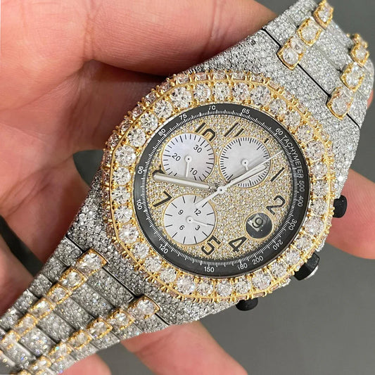 Fully iced out moissanite diamond watch