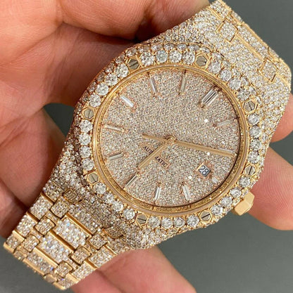 Fully iced out moissanite diamond watch