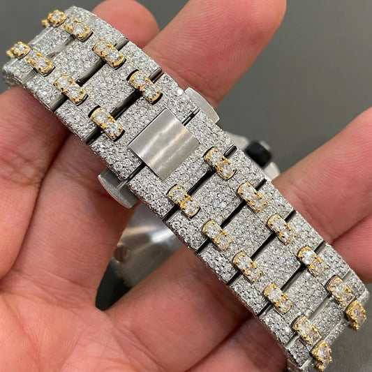 Fully iced out moissanite diamond watch
