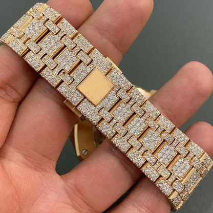 Fully iced out moissanite diamond watch