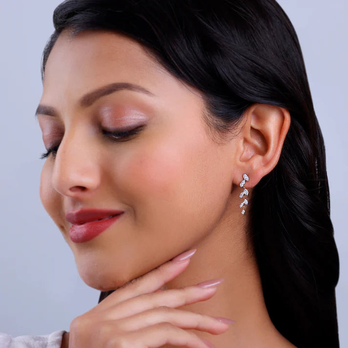 Rose Gold Cascade Diamond Earrings