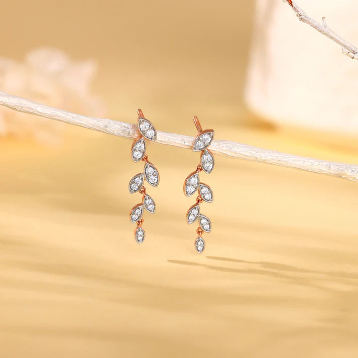 Rose Gold Cascade Diamond Earrings