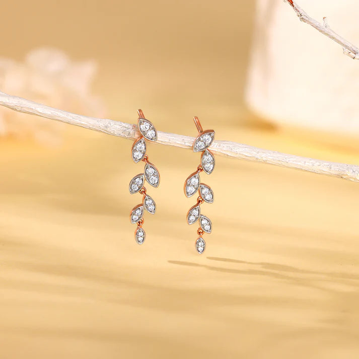 rose gold cascade diamond earrings