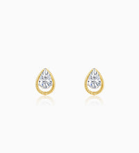 Gold Solitaire Teardrop Studs