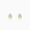 Gold Solitaire Teardrop Studs