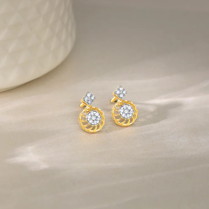 gold unravel diamond earrings