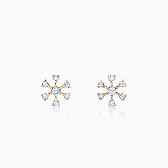 Gold Starburst Sparkle Diamond Earrings