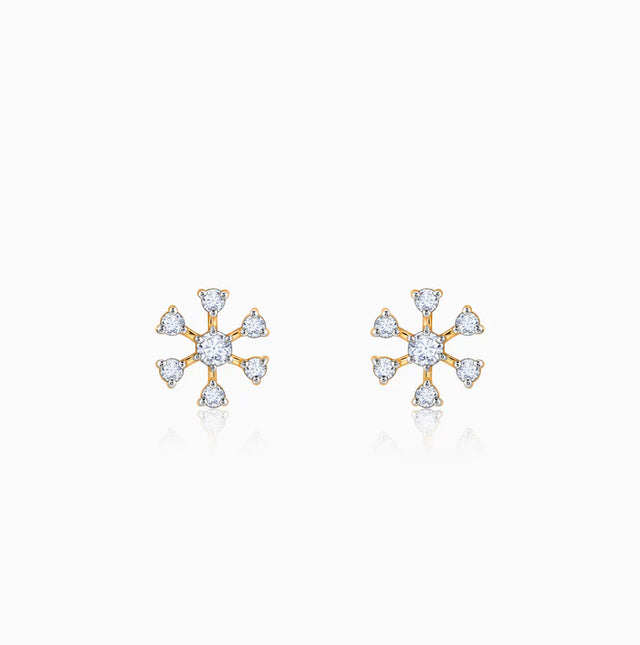 Gold Starburst Sparkle Diamond Earrings