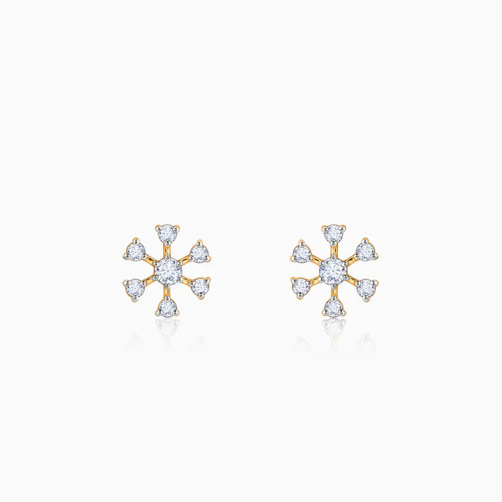 gold starburst sparkle diamond earrings