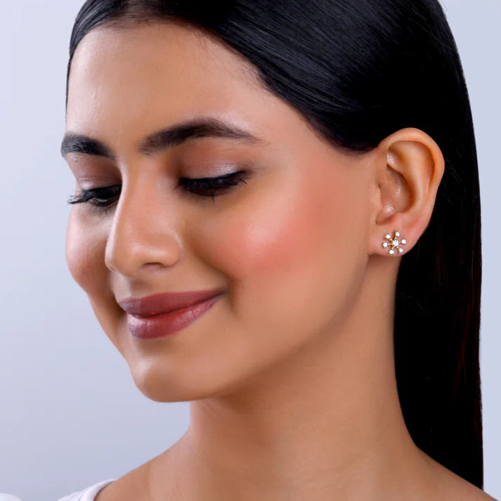 gold starburst sparkle diamond earrings