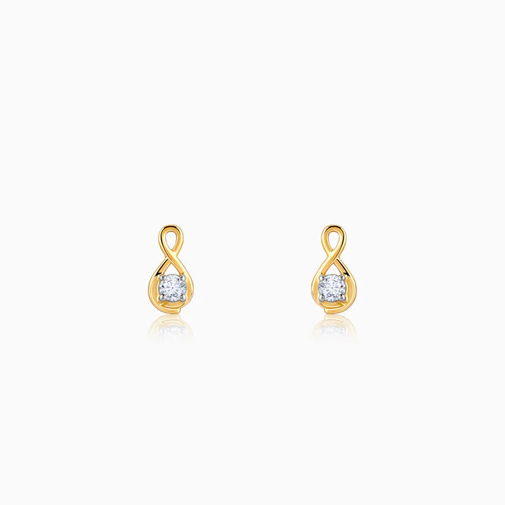 Gold Boundless Solitaire Diamond Studs