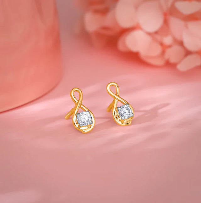 Gold Boundless Solitaire Diamond Studs