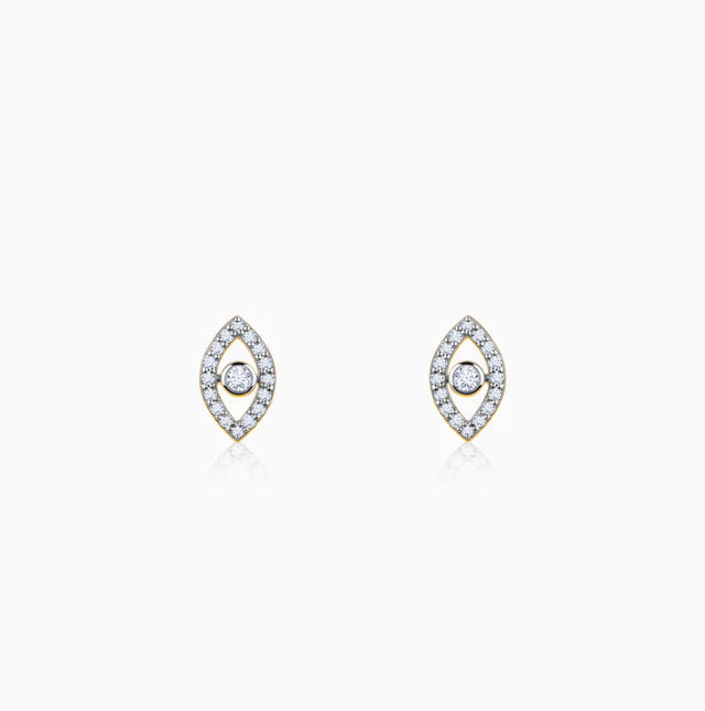 Gold Mystic Eyes Diamond Stud Earrings