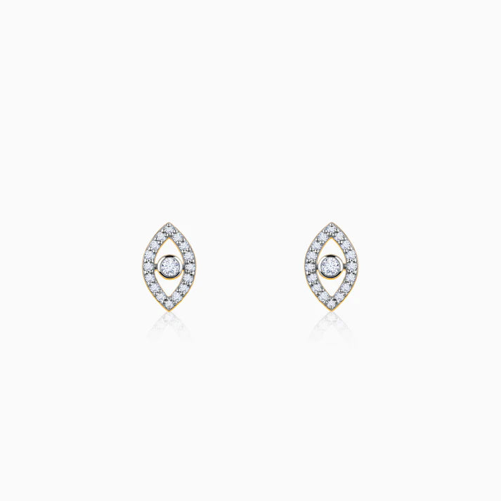 gold mystic eyes diamond stud earrings
