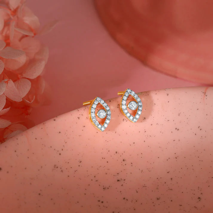 gold mystic eyes diamond stud earrings