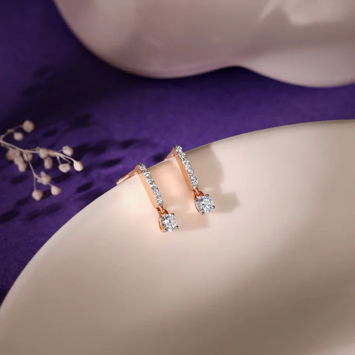 Rose Gold Amazed Diamond Earrings