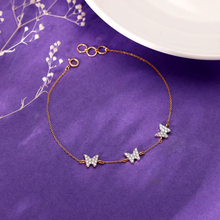 gold butterfly diamond bracelet