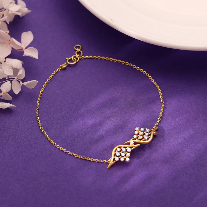 gold charming twist diamond bracelet