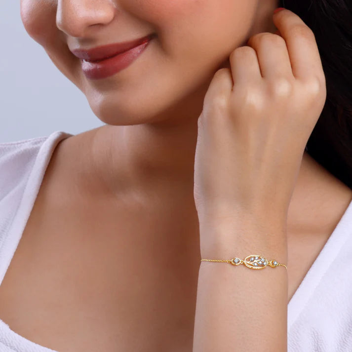 gold the leaf diamond bracelet