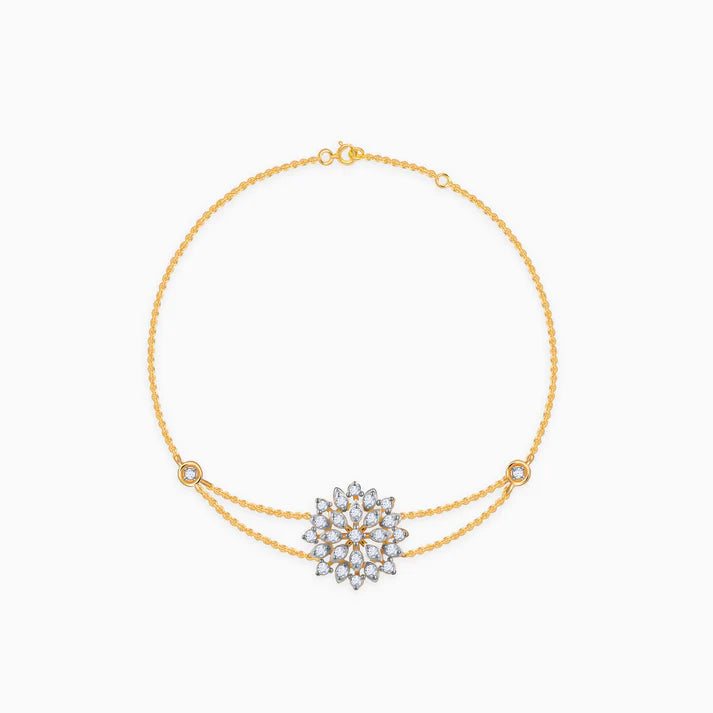 Gold Geometric Floral Diamond Bracelet