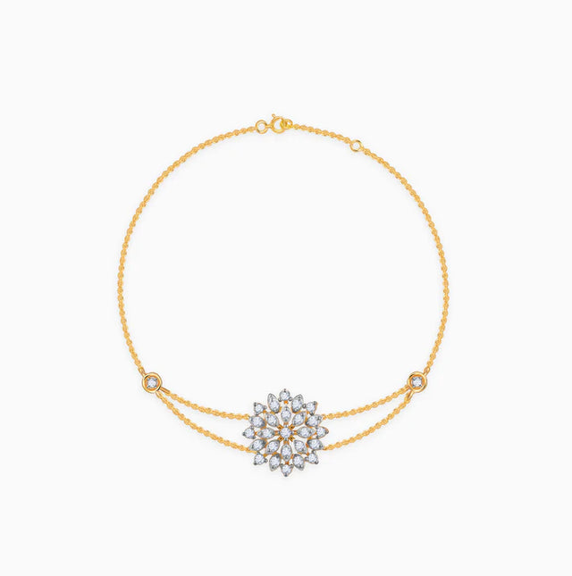 Gold Geometric Floral Diamond Bracelet