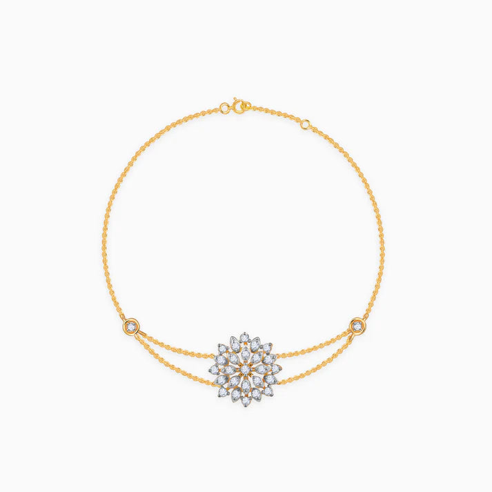 gold geometric floral diamond bracelet