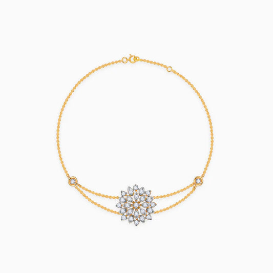 Gold Geometric Floral Diamond Bracelet