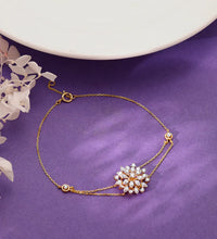 Gold Geometric Floral Diamond Bracelet