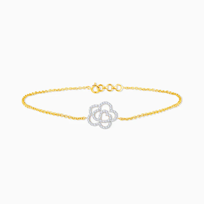 Gold Plumeria Diamond Bracelet