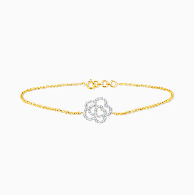 Gold Plumeria Diamond Bracelet