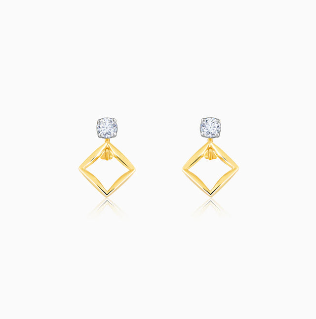 Gold Geometric Radiance Convertible Diamond Earrings