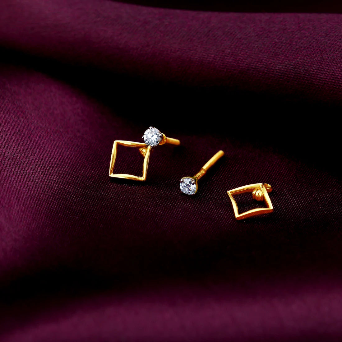 Gold Geometric Radiance Convertible Diamond Earrings