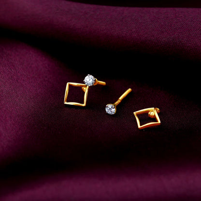 Gold Geometric Radiance Convertible Diamond Earrings