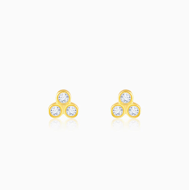 Gold Trifecta Diamond Earrings