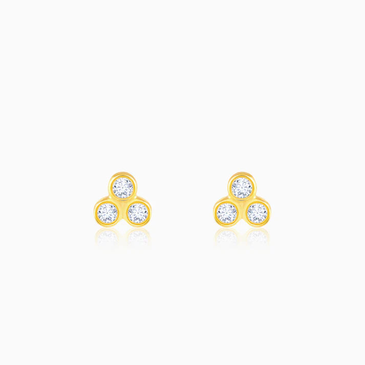 gold trifecta diamond earrings