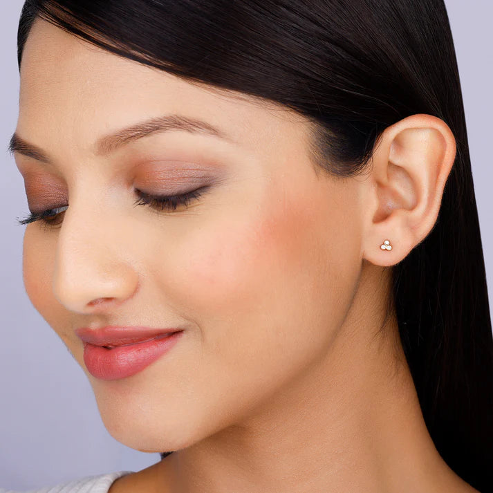 gold trifecta diamond earrings