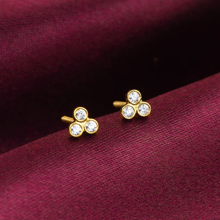 gold trifecta diamond earrings