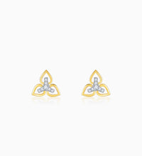 Gold Floral Triad Diamond Earrings