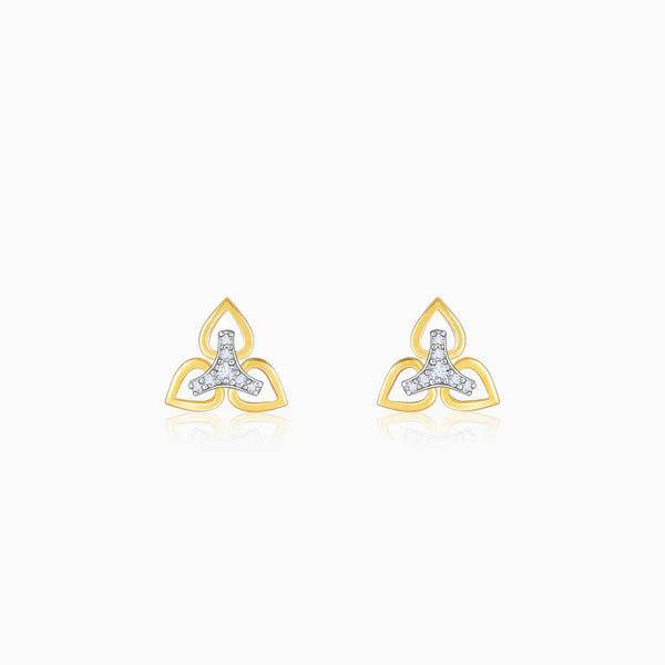 Gold Floral Triad Diamond Earrings