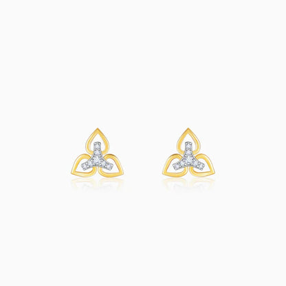 Gold Floral Triad Diamond Earrings