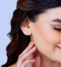 Gold Floral Triad Diamond Earrings