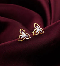 Gold Floral Triad Diamond Earrings