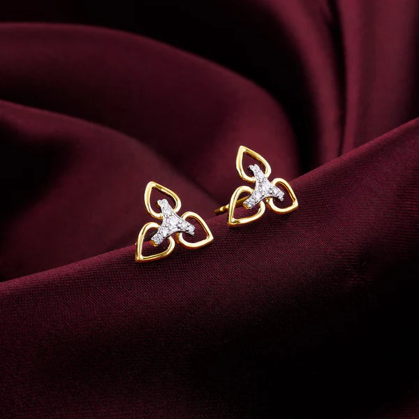 gold floral triad diamond earrings