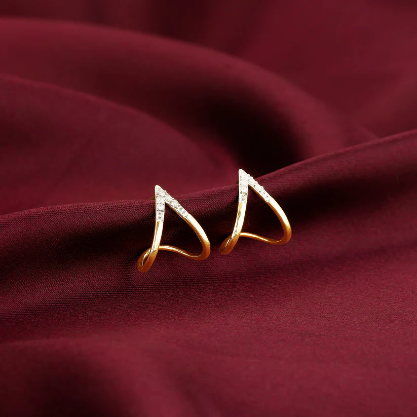 gold v stud diamond earrings
